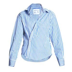 Cissa Women's Blue White The Daily Striped Button-Front Shirt Size L